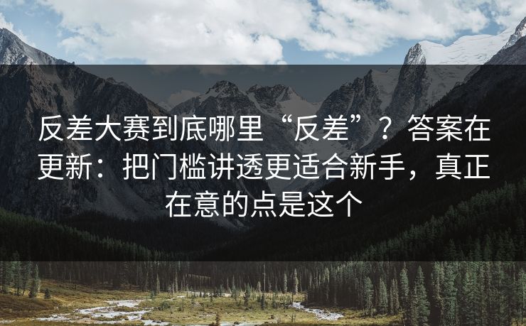 反差大赛到底哪里“反差”？答案在更新：把门槛讲透更适合新手，真正在意的点是这个